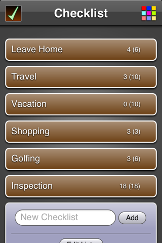 Checklists App - náhled