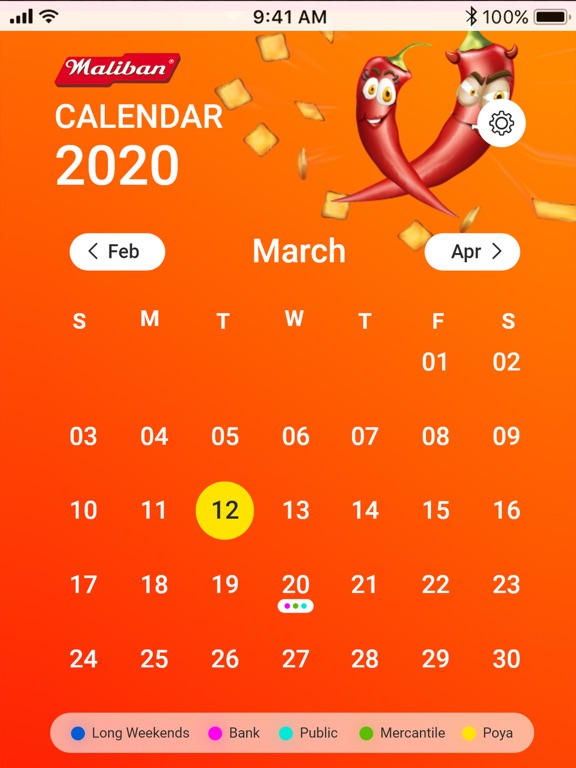Maliban Calendar screenshot 2