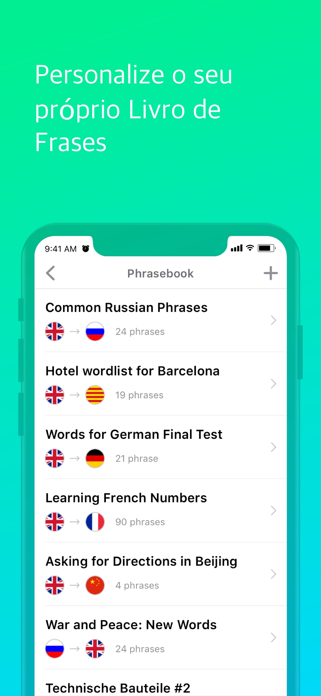 Screenshot do app Mate – tradutor e dicionário