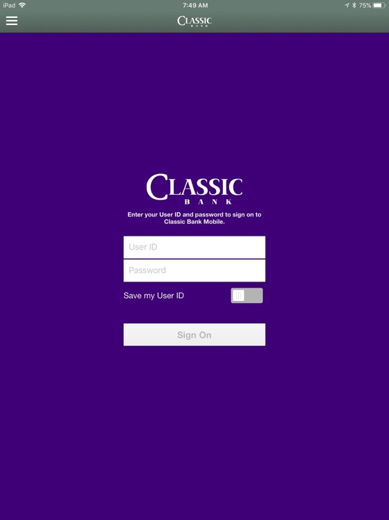 Classic Bank Mobile for iPad