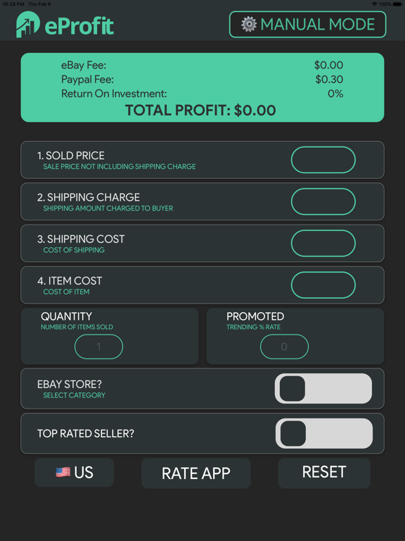 eProfit eBay Profit Calculator screenshot
