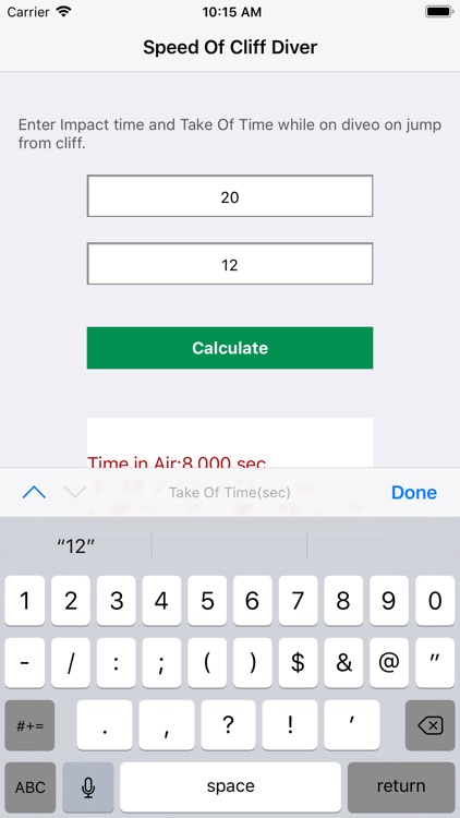 Speed Of Cliff Diver