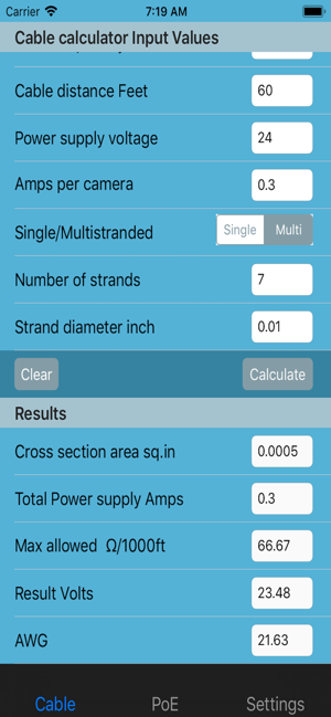 CCTV Cable and PoE Calculator