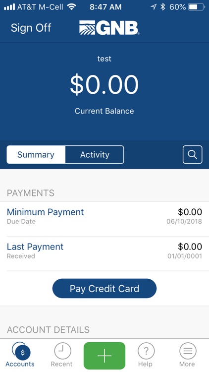 GNB Bank credit card app
