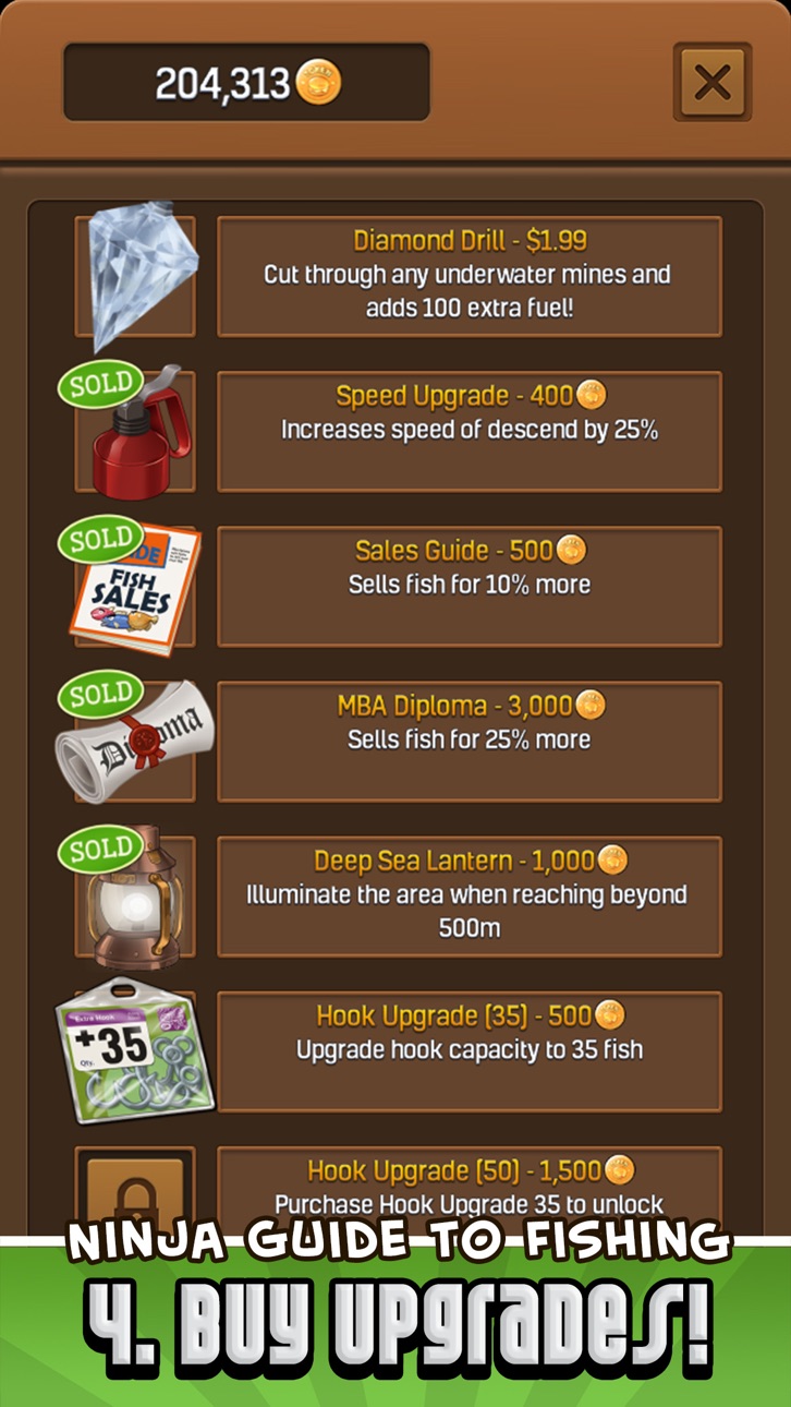 Ninja Fishing iOS Mod IPA screenshot 5 - iOS game interface