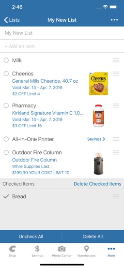 Costco app screenshot