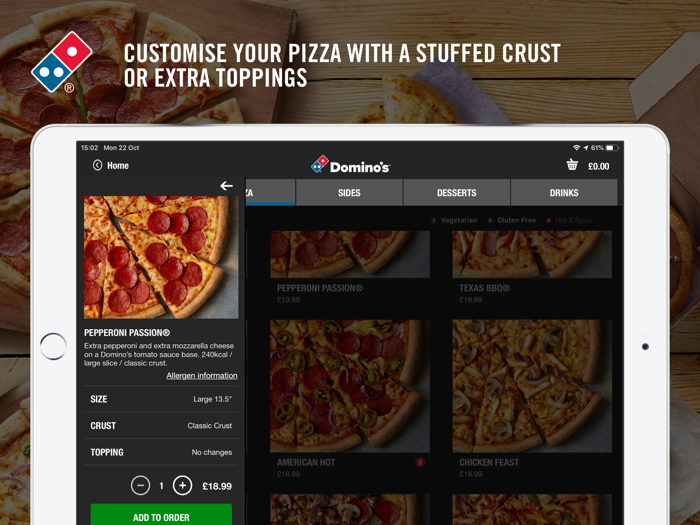 Dominos Pizza for iPad