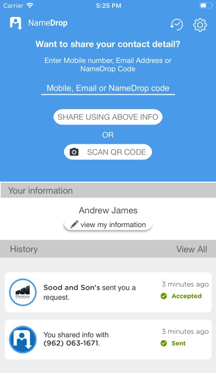 NameDrop - Share Contact info