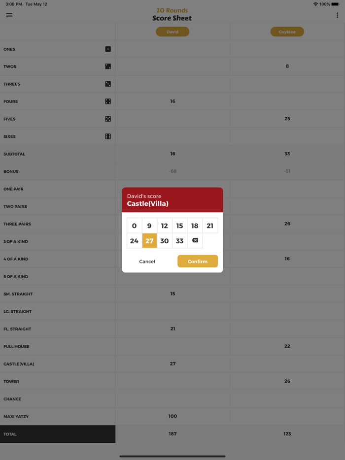 20 Rounds Score Sheet