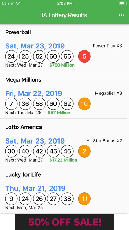 IA Lottery Results