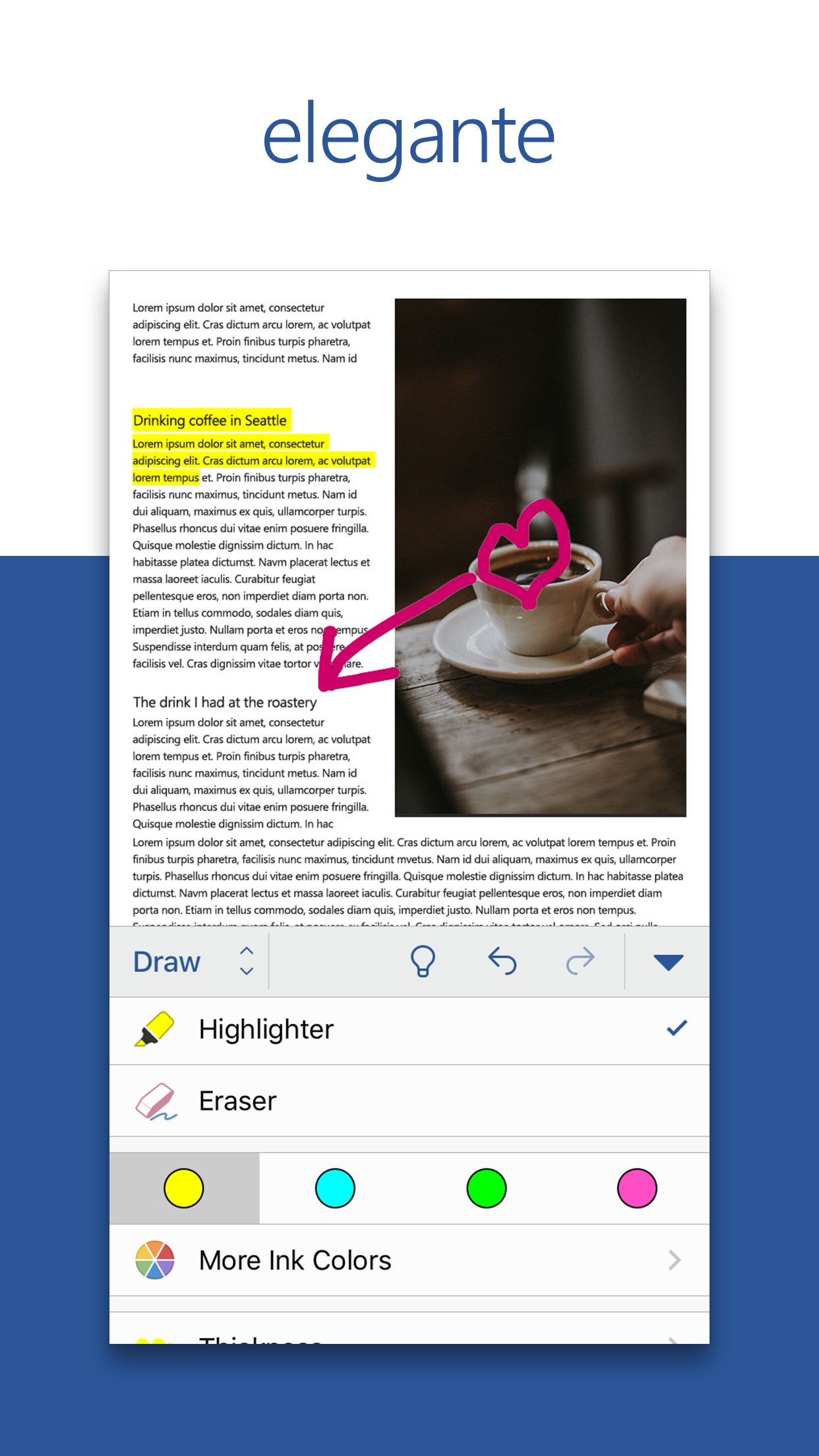 Screenshot do app Microsoft Word