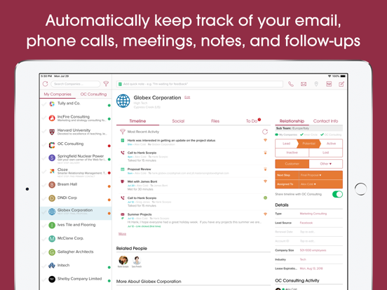 Cloze Relationship Management screenshot