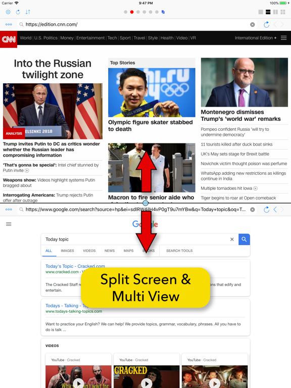 Split Screen: MultiTasking Web Screenshots