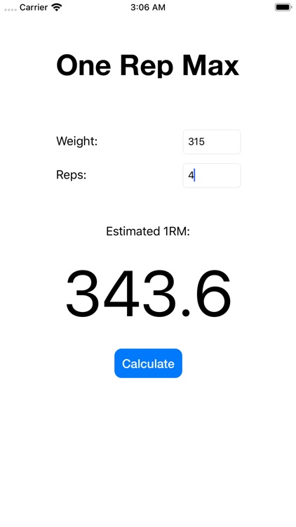 1RM Calculator - Simple