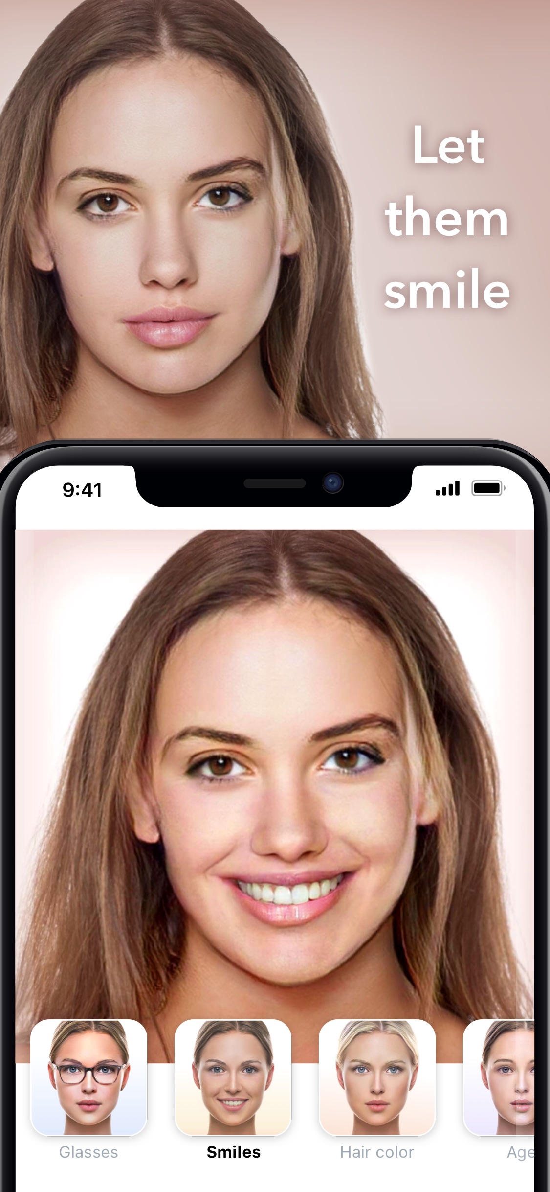 Screenshot do app FaceApp - Editor Facial com IA