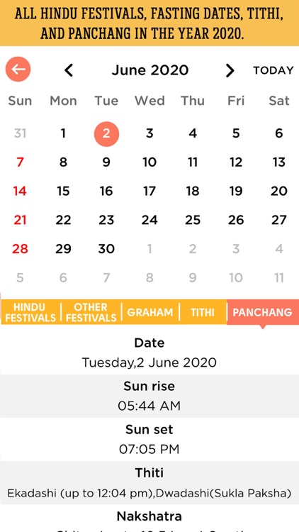 Hindu Calendar & Panchang 2020
