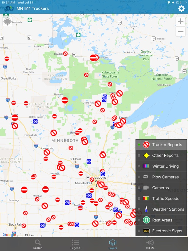 Mn 511 Winter Road Conditions Map Minnesota 511 Trucker On The App Store