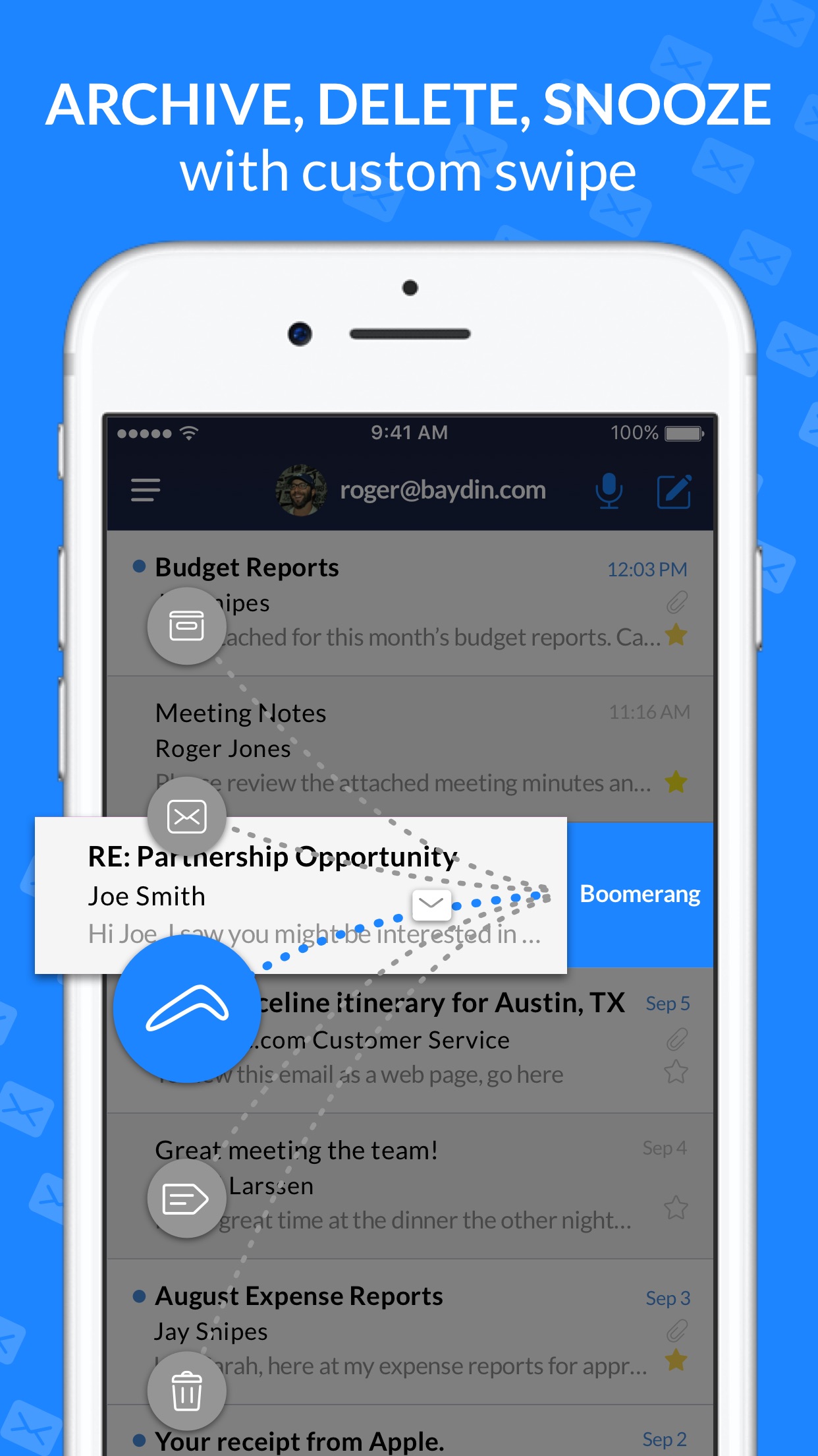 Screenshot do app Email Client - Boomerang Mail