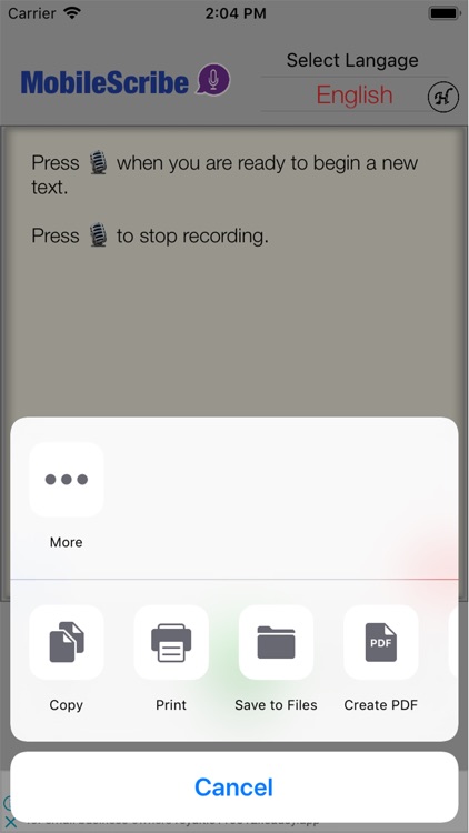 MobileScribe - Voice to text