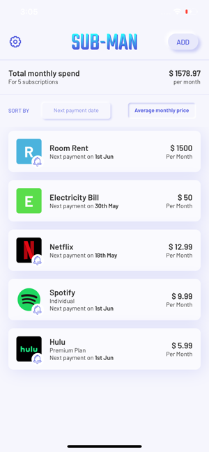 SubMan - Subscription Tracker