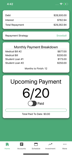 Debt2Wealth Calculator