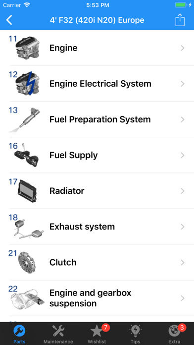 BMW Parts Screenshots