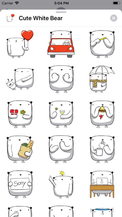 Cute White Bear Sticker Pack