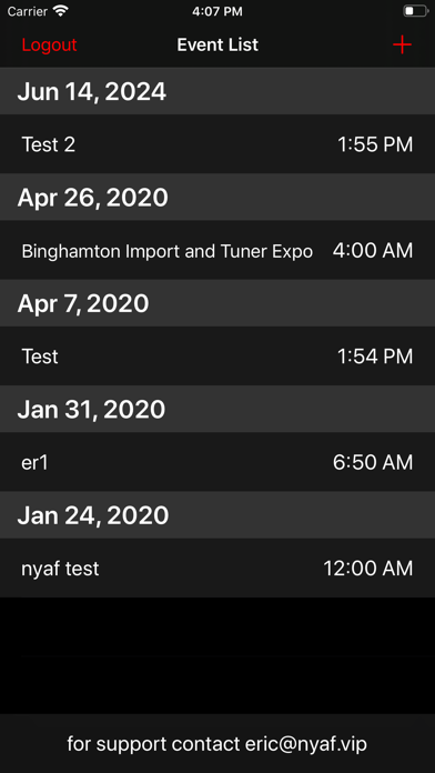 NYAF Calendar screenshot 2