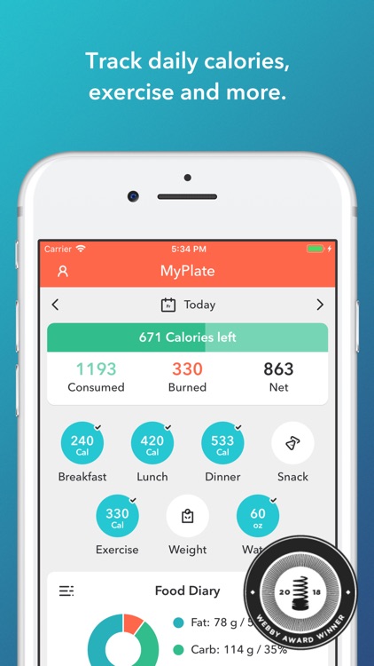 MyPlate Calorie Counter screenshot-0