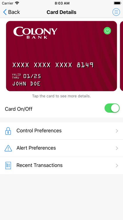 Colony Bank Card Command