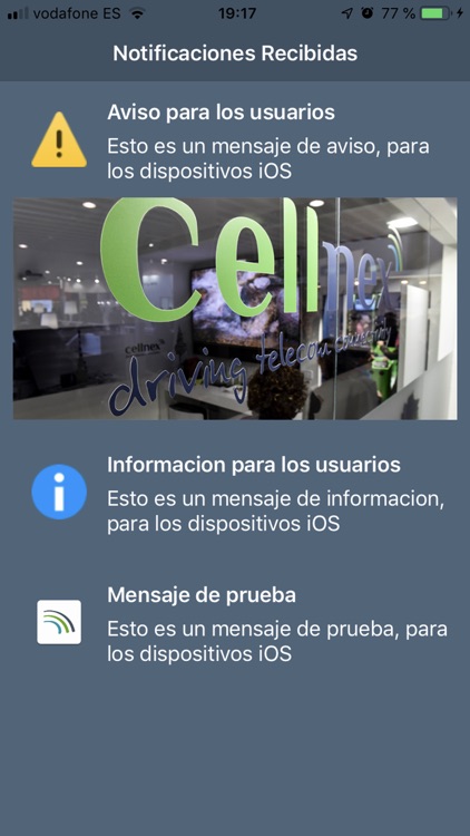 Cellnex Notification Center