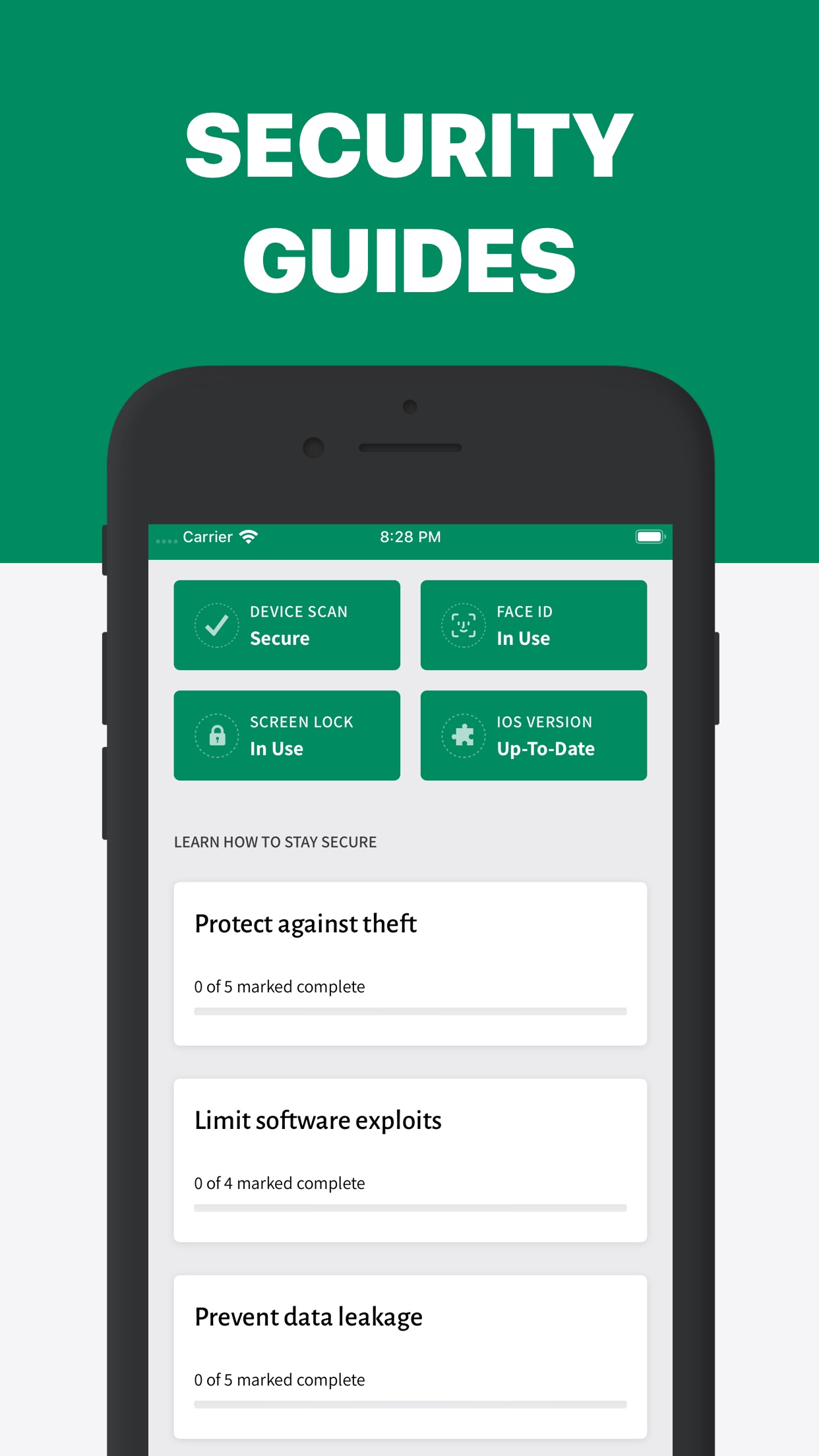 Screenshot do app iVerify. - Secure your Phone!