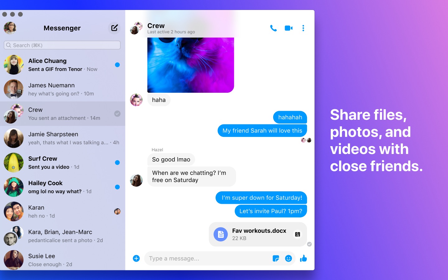 Screenshot do app Messenger