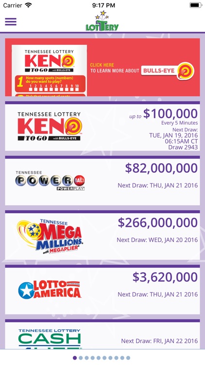Tennessee Cash Prize Chart