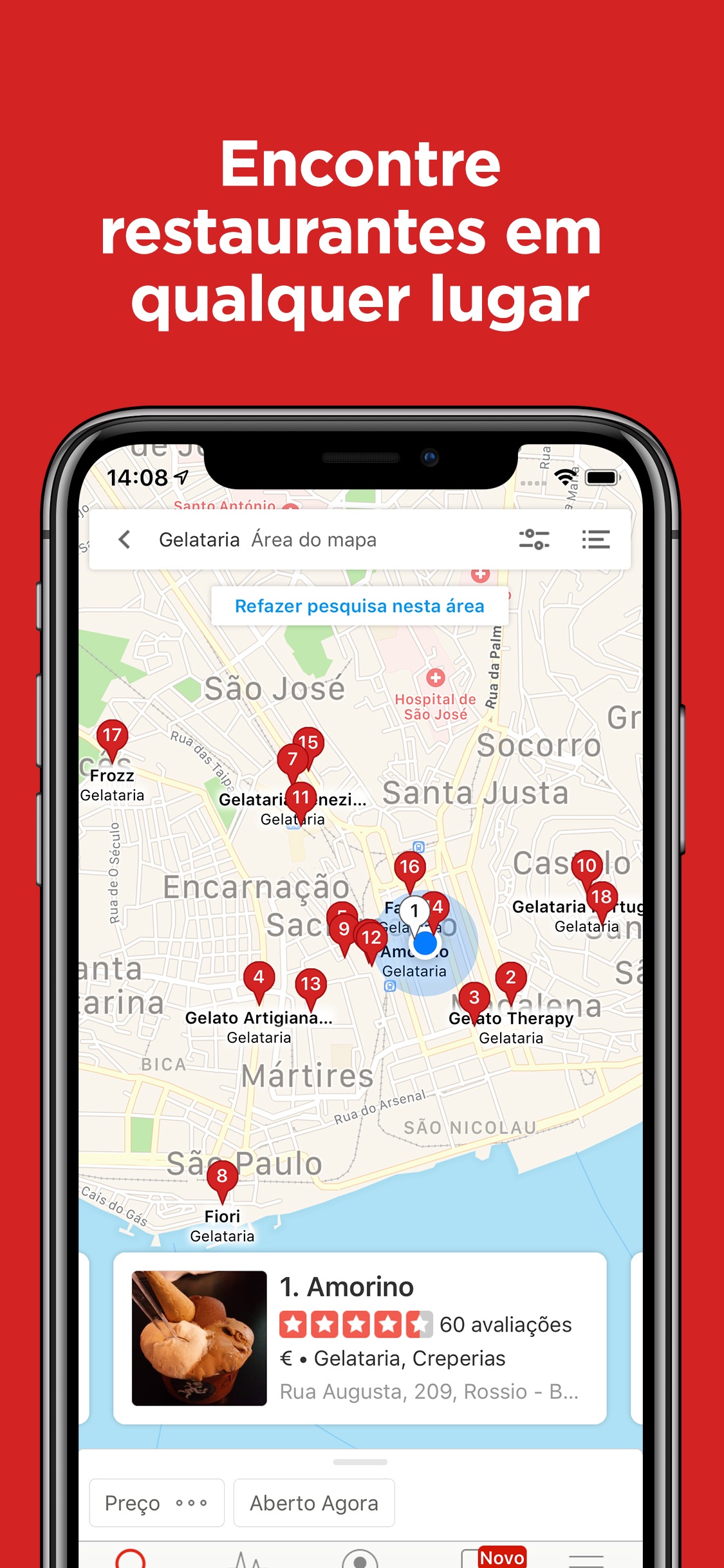 Screenshot do app Yelp