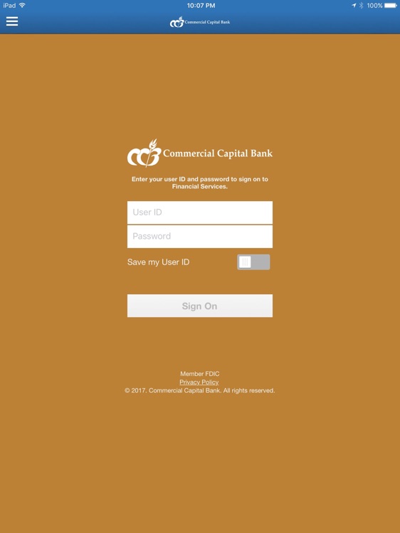 Commercial Capital Bank iPad