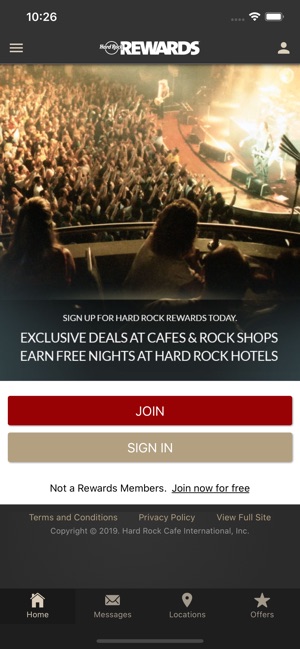 Hard rock rewards card