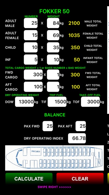 FOKKER-50 Weight and Balance