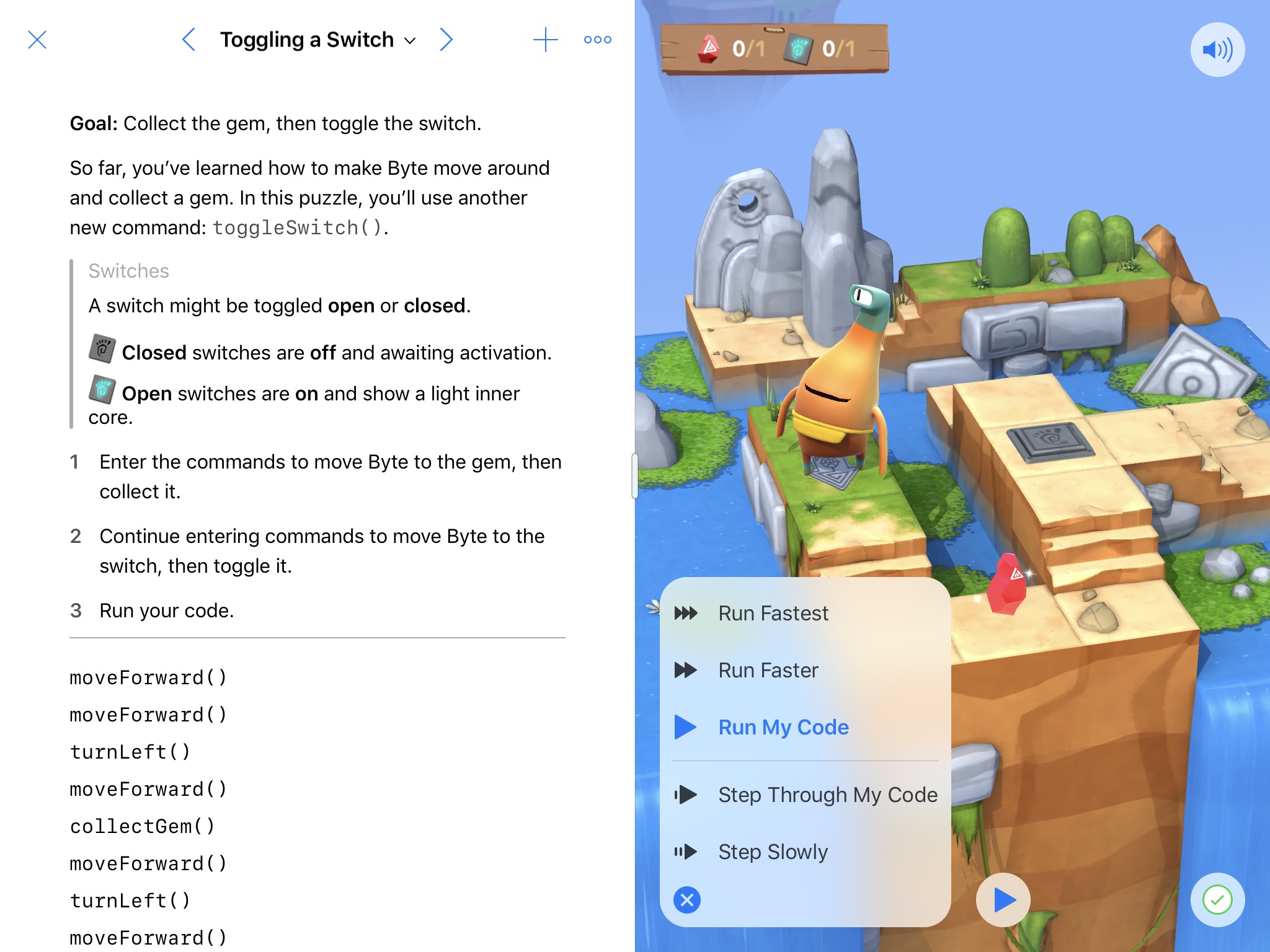 Screenshot do app Swift Playgrounds