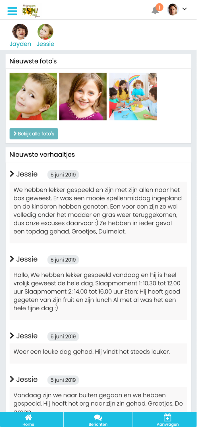 Kinderopvang ZON ouder app