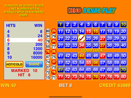 Cheats for Keno Bonus Play