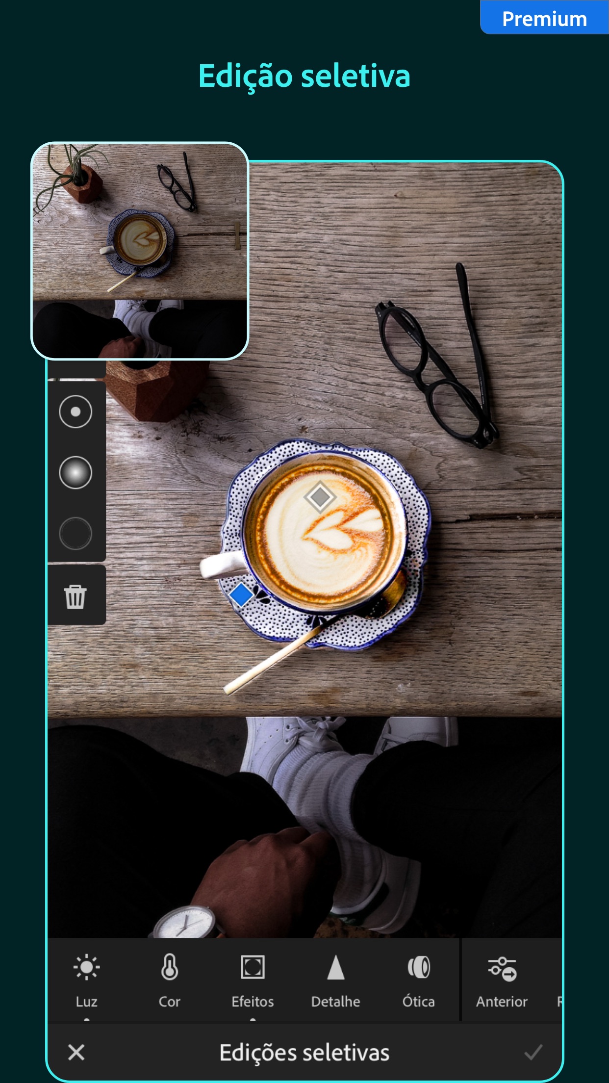 Screenshot do app Adobe Lightroom: Editar Fotos