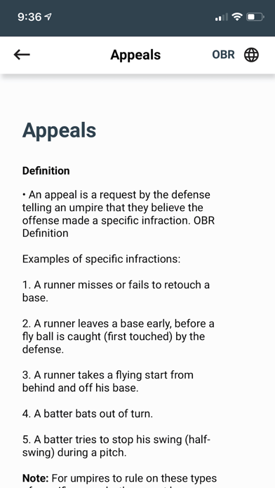 Baseball Rules screenshot