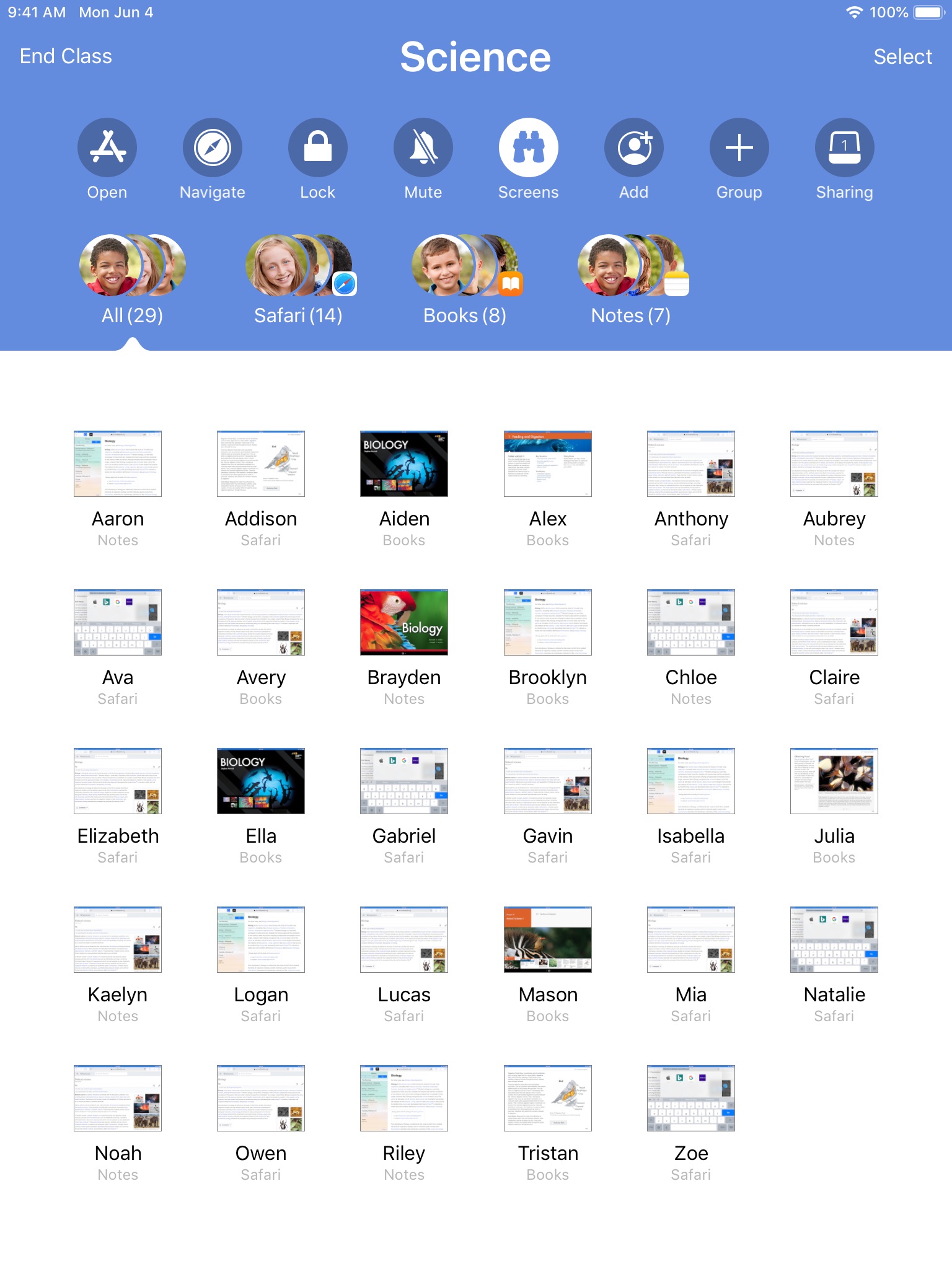 Screenshot do app Sala de Aula