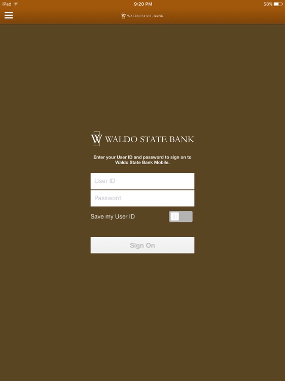 Waldo State Bank for iPad