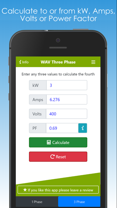 Watts Amps Volts  Calculator Screenshot 2