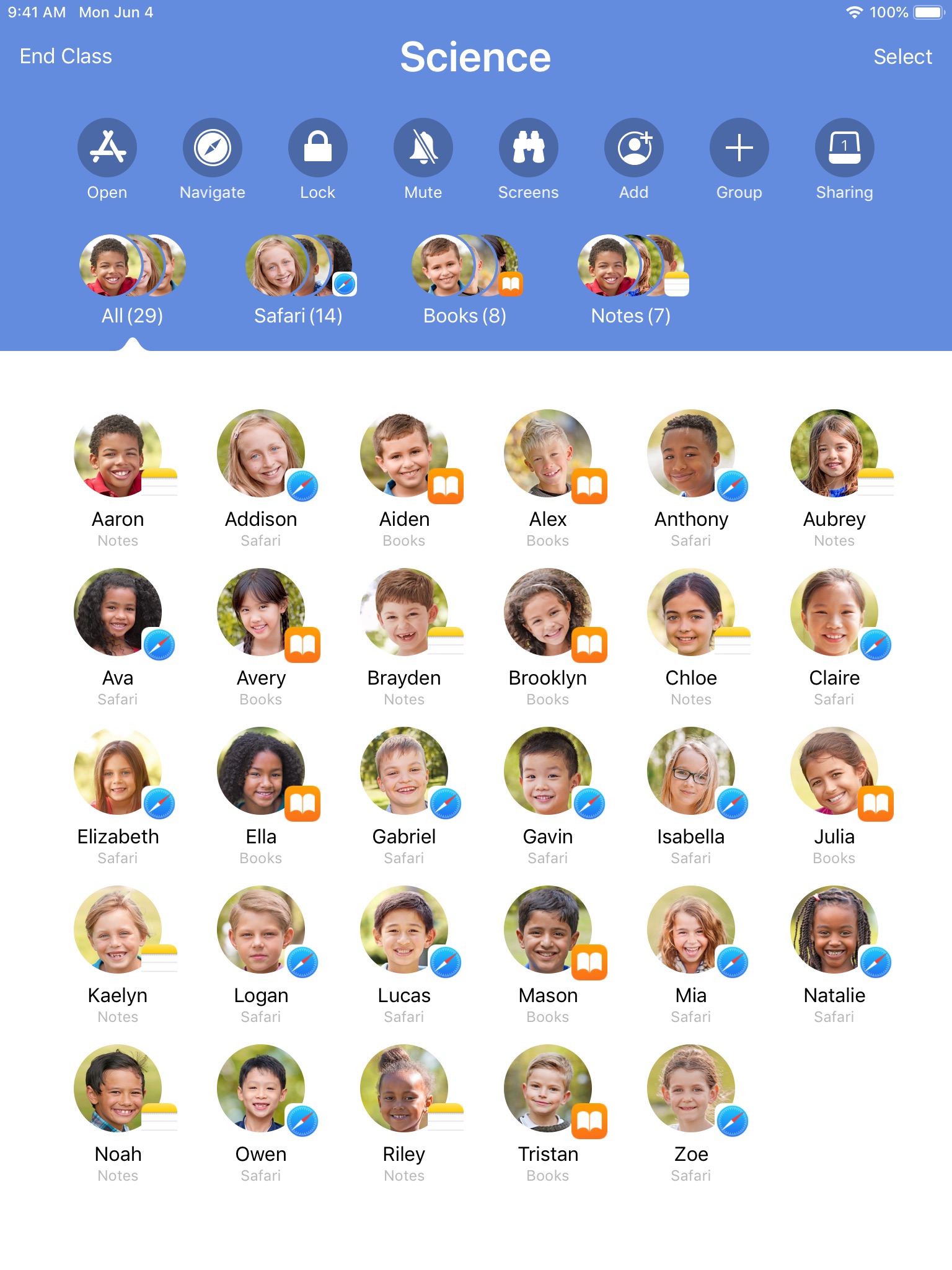 Screenshot do app Sala de Aula
