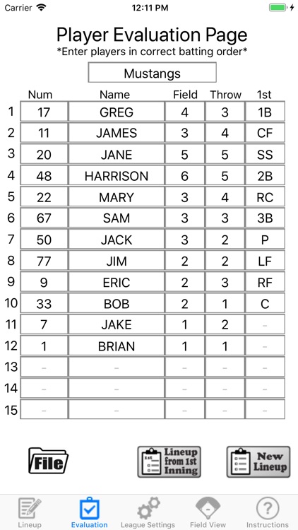 Lineup Assistant