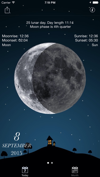 Sky and Moon phases calendar