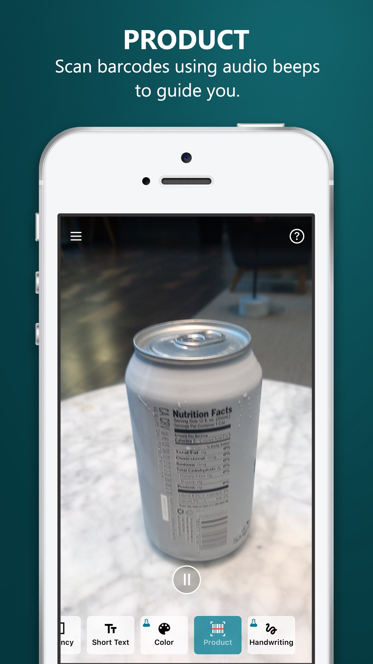 Screenshot do app Seeing AI